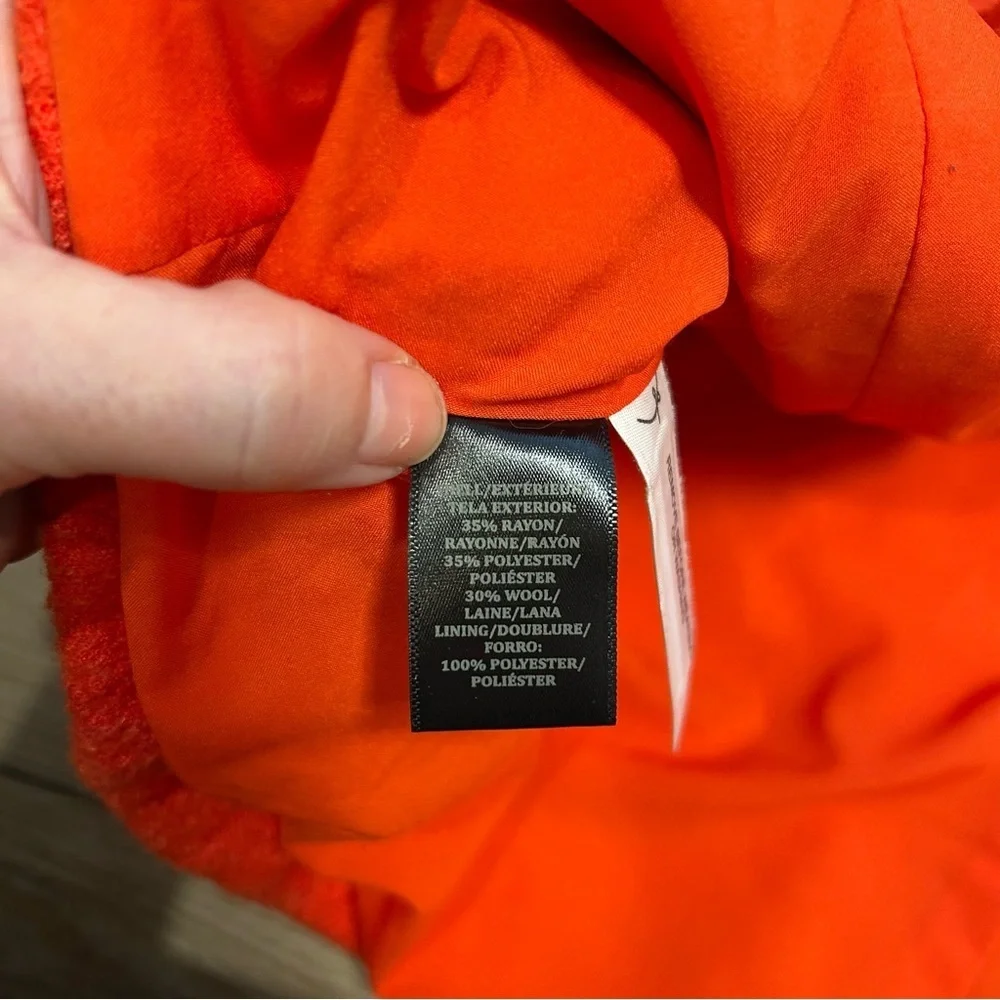 Ann Taylor wool blend orange red overcoat size small peacoat dress jacket a line